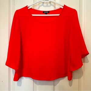 Tildon bright coral flowy crop blouse